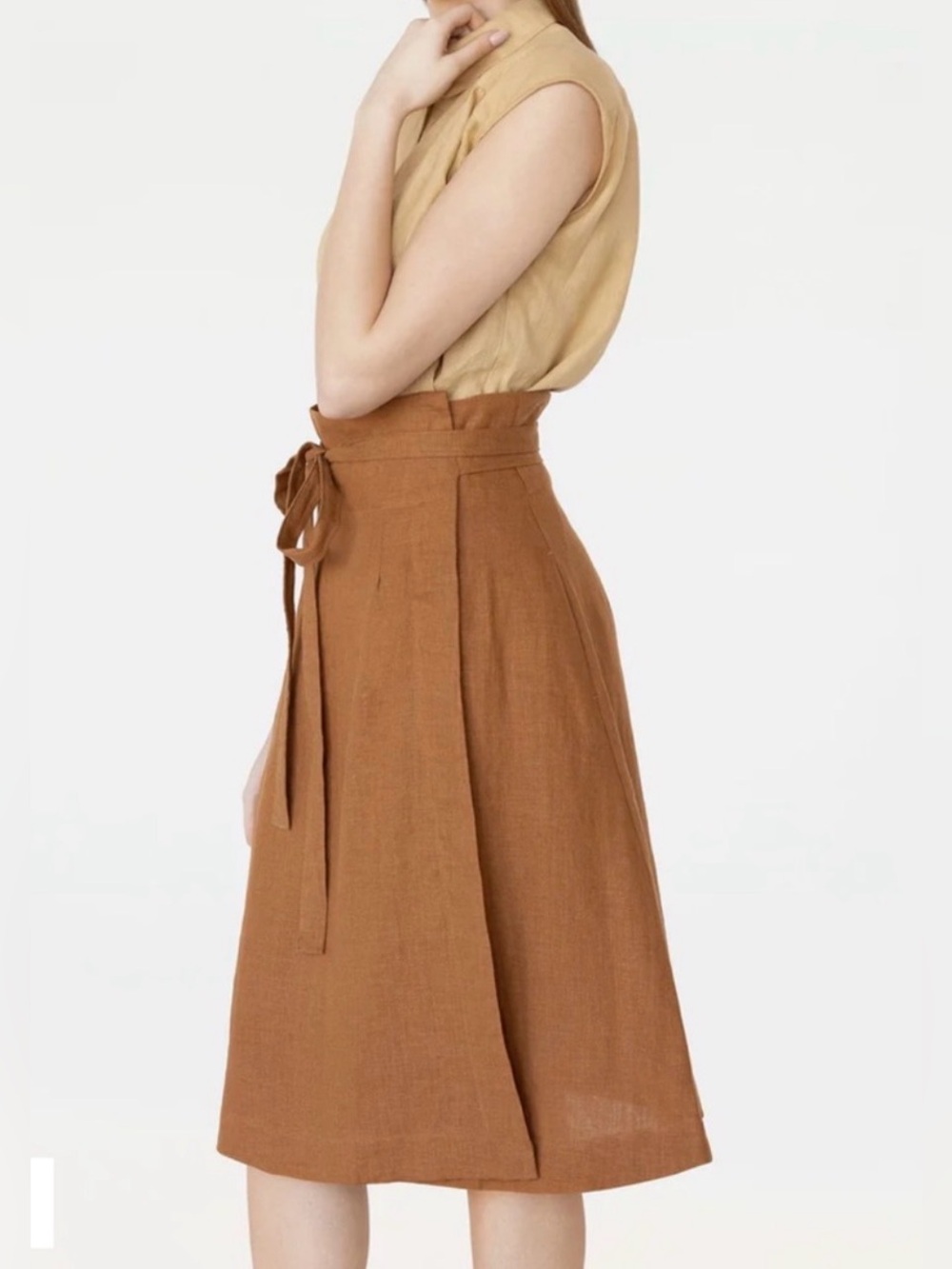 Magic Linen “Seville” 100% Linen Wrap Skirt in Cinnamon size L - Picture 2 of 5